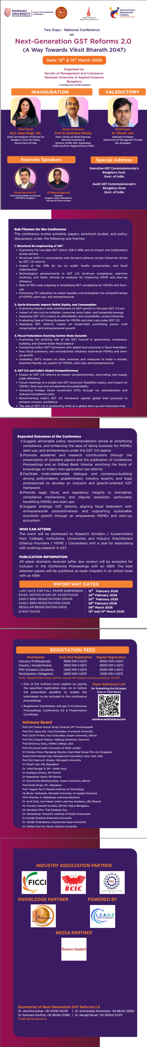 Two Days - National Conference On  ‘Next-Generation GST Reforms 2.0 - A Way towards Viksit Bharat 2047’