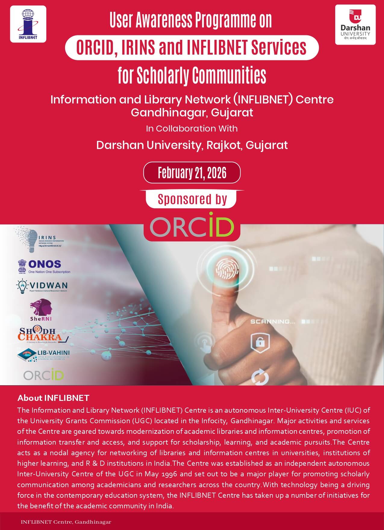 User Awareness Programme on IRINS and INFLIBNET Services for Scholarly Communities