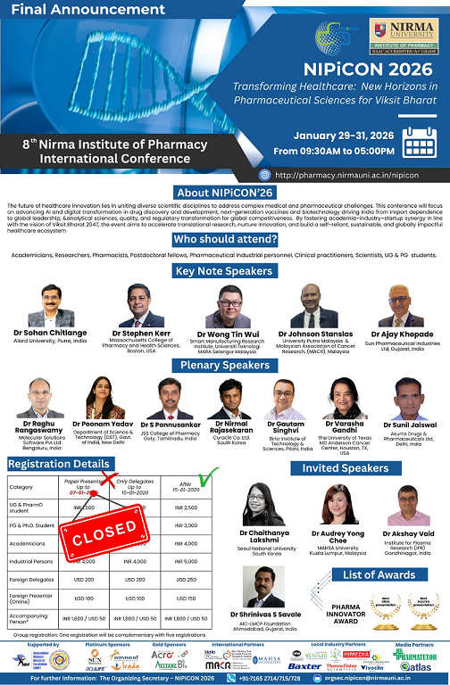 8th Nirma Institute of Pharmacy International Conference (NIPiCON 2026